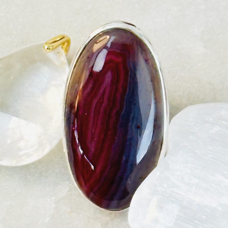 Bague Onyra - Agate Botswana - ovale 38 mm