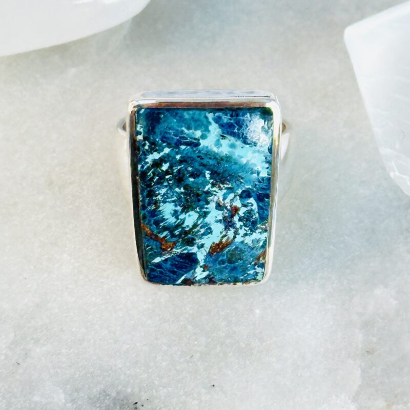 Bague Azura -Apatite Bleue - rectangulaire 20 mm