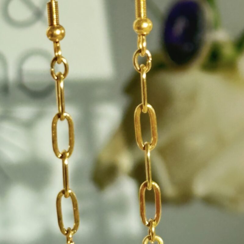 Boucles d'oreilles Carré d'Améthyste